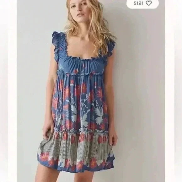 NWT Free People Intimately Bali Wild Daisy Slip Mini Dress Stellar Combo S & M - Picture 1 of 4
